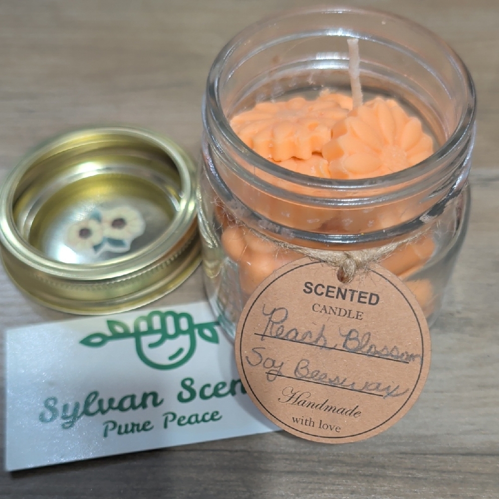 Peach Blossom Tart Candle In Canning Jar.